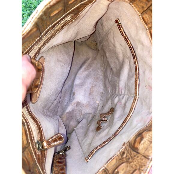 BRAHMIN BROWN AND GOLD SHIMMER CROCK LEATHER SHOULER BAG - Picture 15 of 16